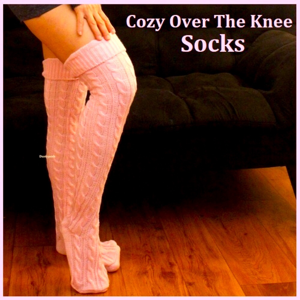 Long Cozy Cable Knit Over The Knee Sock Thigh High Boot Sweater Cozy Leg Warmers